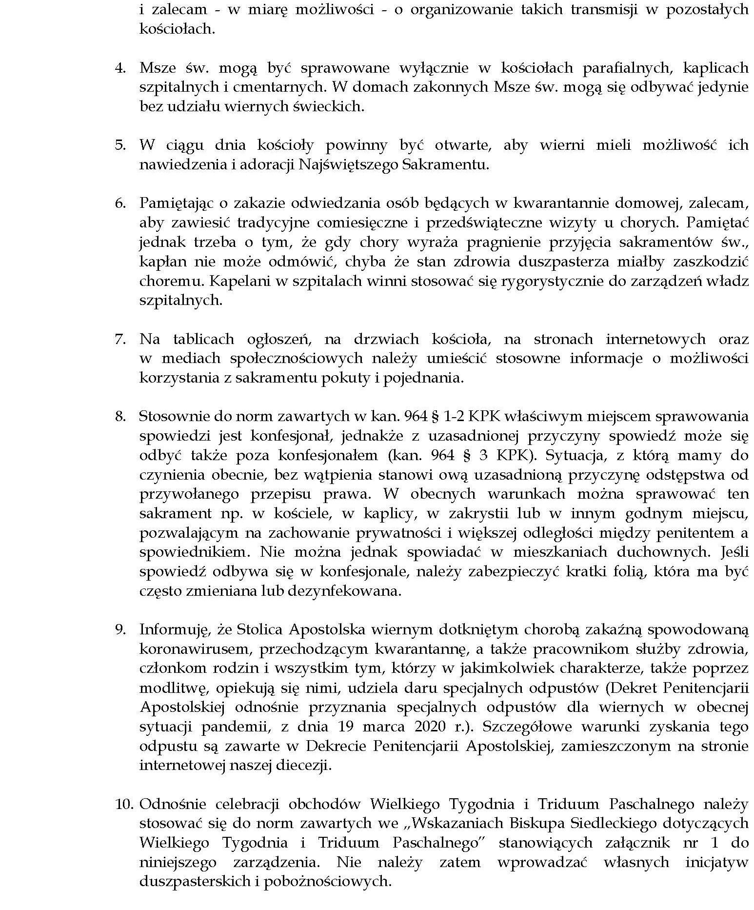 Rozporządzenie na czas trwającej epidemii koronawirusa i obchodów Wielkiego Tygodnia oraz Triduum Paschalnego Strona 2