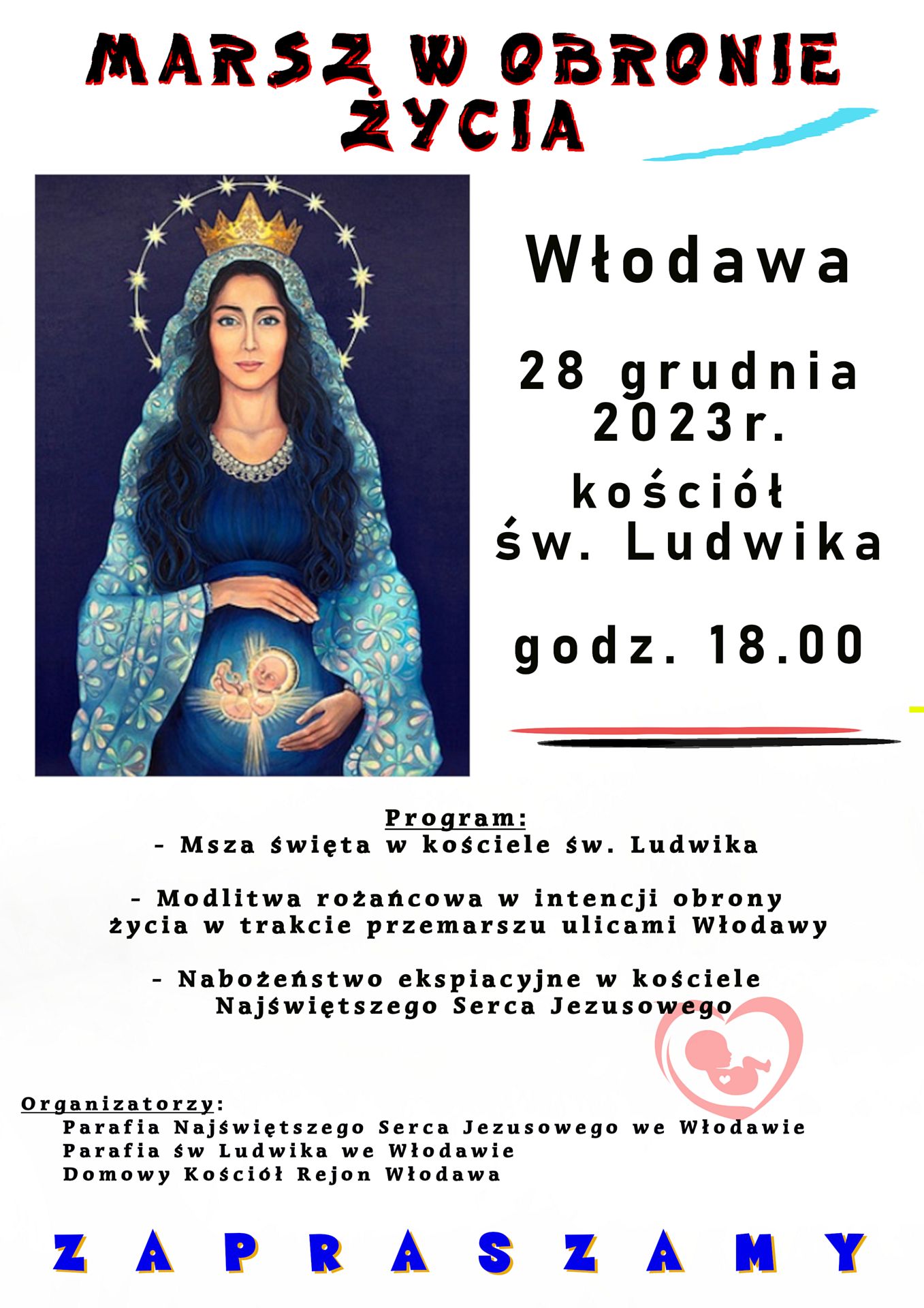 plakat - marsz życia 28.12.2023