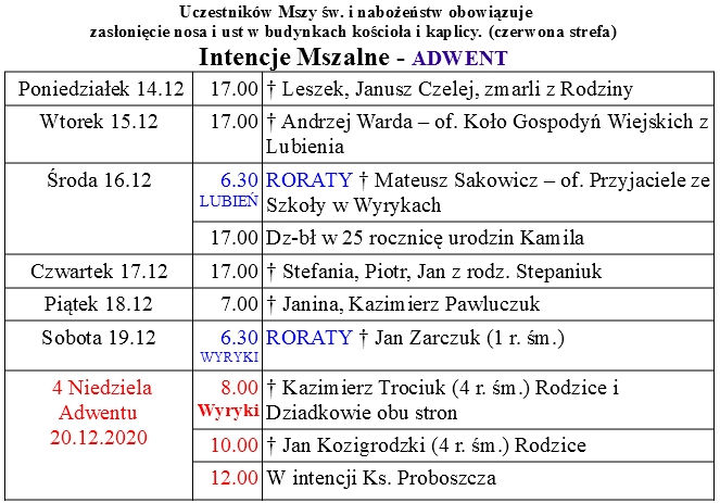 od 14.12 do 20.12.2020