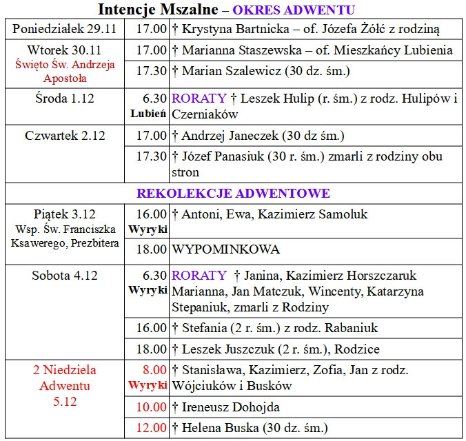 od 29.11 do 05.12.2021