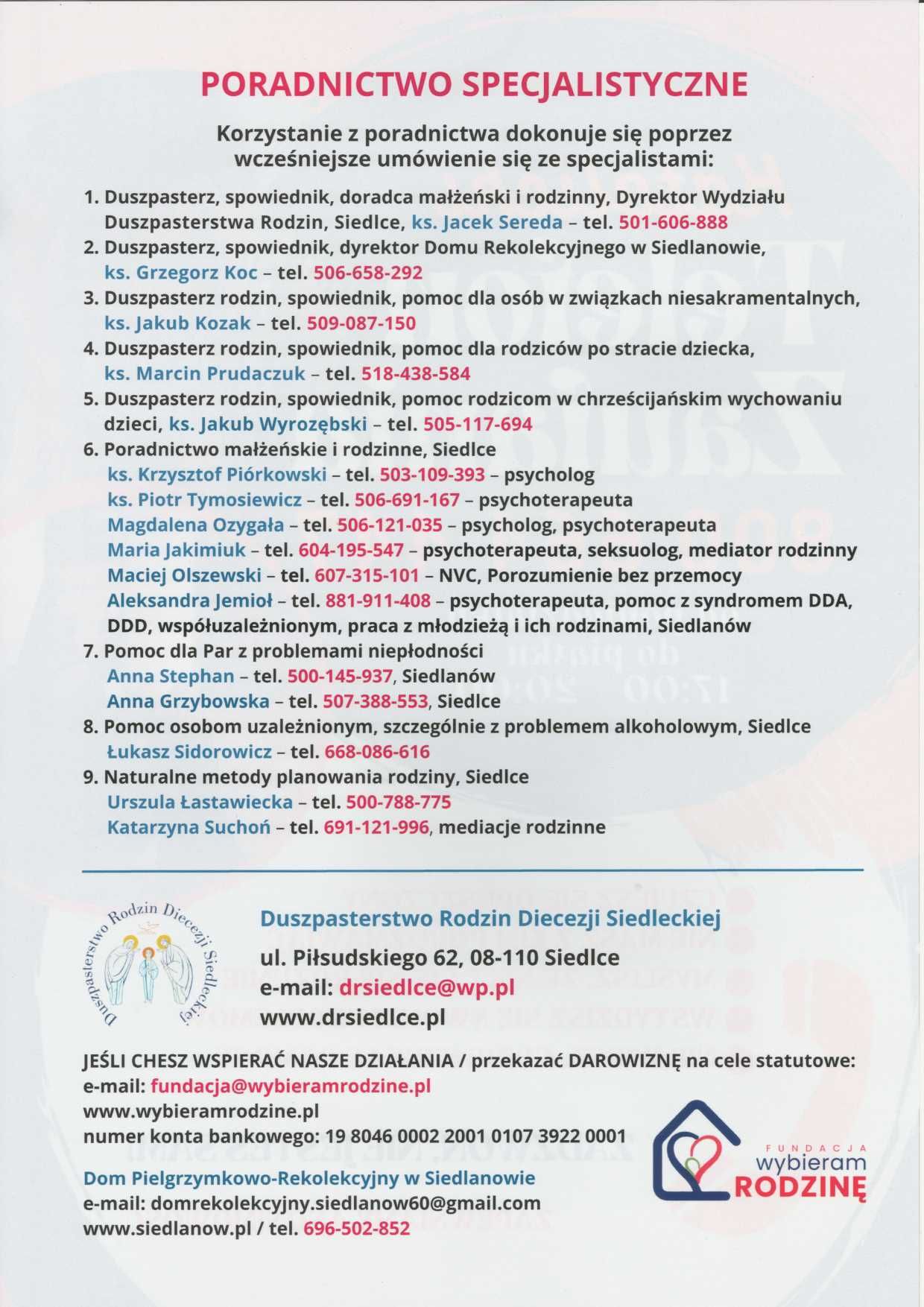 Poradnictwo specjalistyczne - plakat